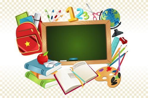 set of back to school elements background vector