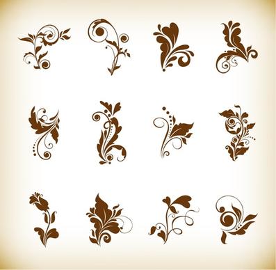 set of beautiful floral elements vector illustration