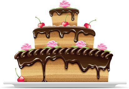 set of birthday cake vector