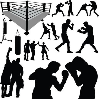 set of boxing design elements vector