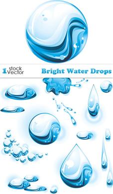 set of bright water drops vector