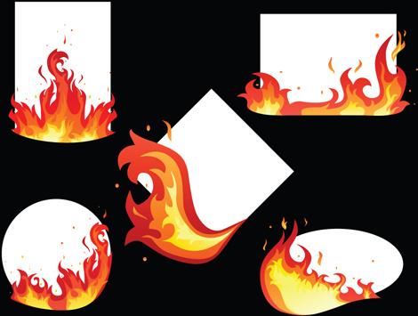 set of burning paper vector art