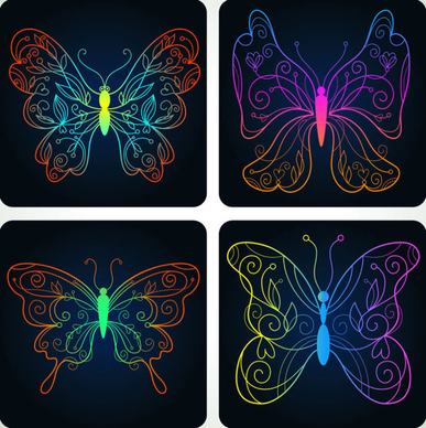 set of butterfly vector
