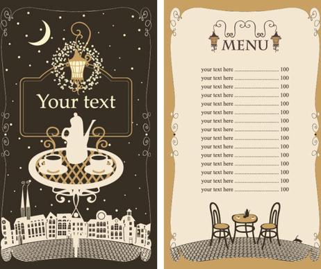 set of cafe and restaurant menu cover template vector