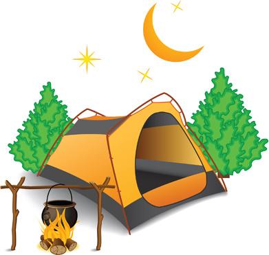set of camping design elements vector