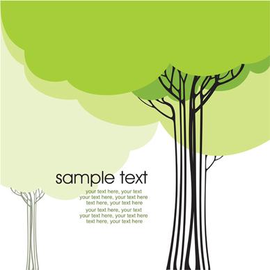 set of card with trees background vector