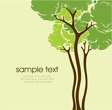 set of card with trees background vector