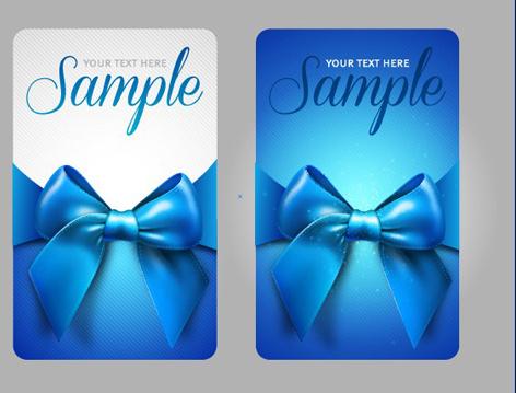 set of cards with ribbons and bow vector