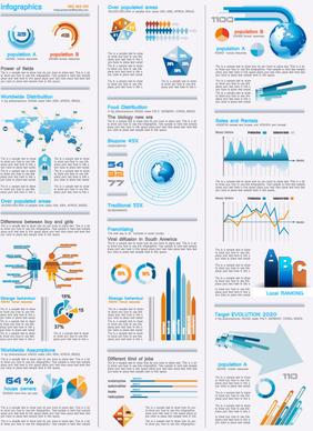 set of chart and infographics design elements vector