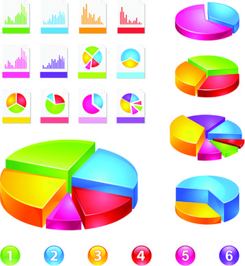 set of chart and infographics vector