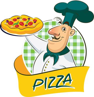 set of chef with pizza design vector