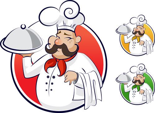 set of chef with pizza design vector