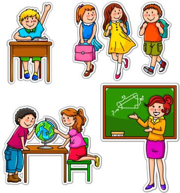 set of children in school design vector