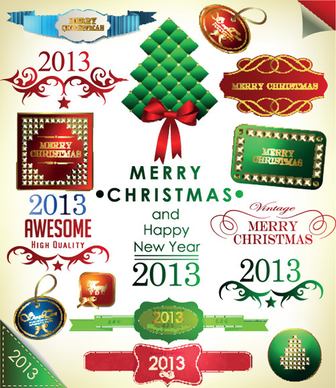 set of christmas accessories vector illustration