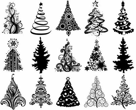 set of christmas trees vector graphic
