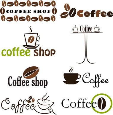 set of coffee logo design elements mix vector