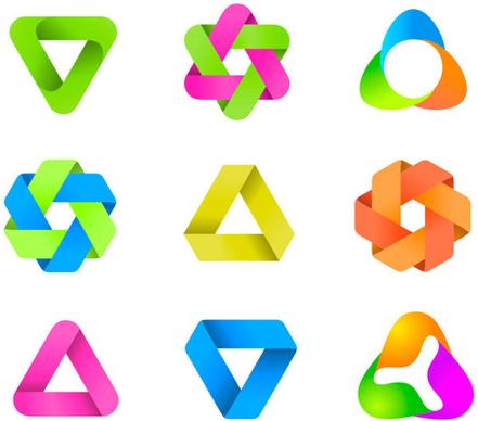 set of colored abstract logo design elements vector