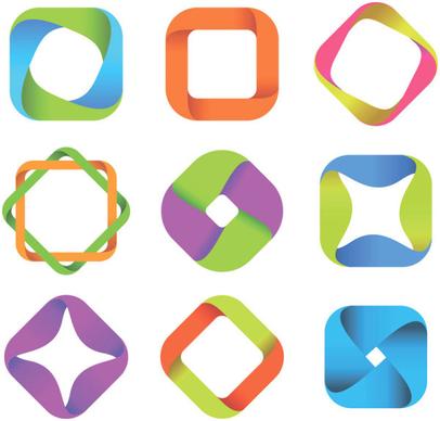set of colored abstract logo design elements vector