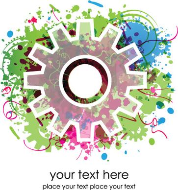 set of colorful gear vector background