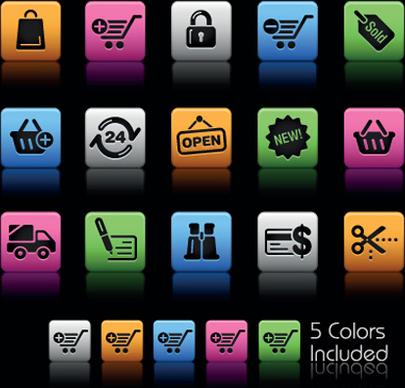 set of commonly web colorful icons vector