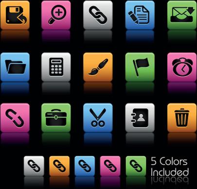 set of commonly web colorful icons vector