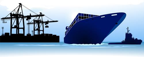 set of container shipping elements vector