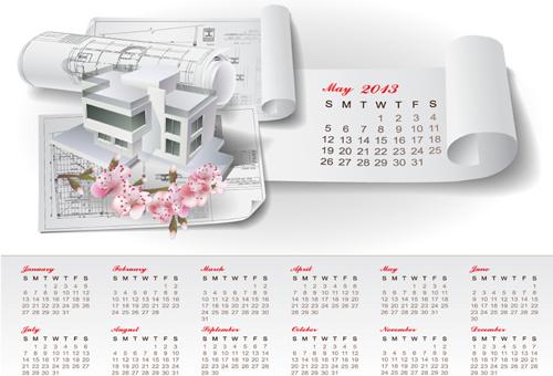 set of creative calendar13 design vector