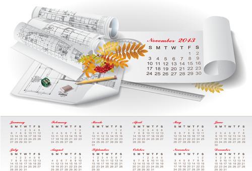 set of creative calendar13 design vector