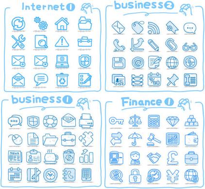set of cute drawing icon vector