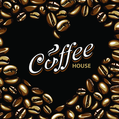 set of dark coffee vector background