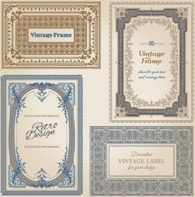 set of decorative vintage frame vector graphics