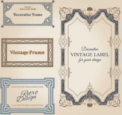 set of decorative vintage frame vector graphics