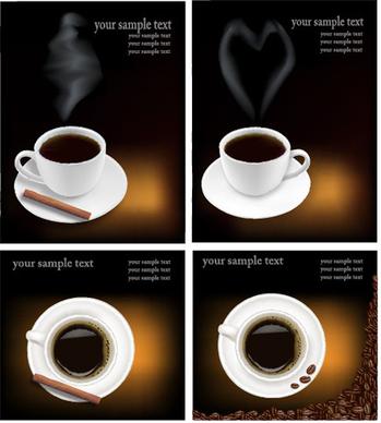 set of different coffee backgrounds vector