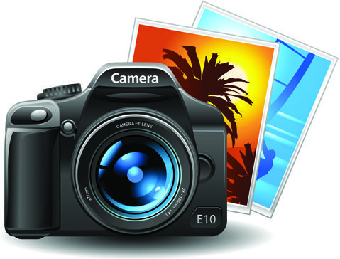 set of different photo camera elements vector