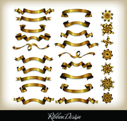 set of different ribbon design vector