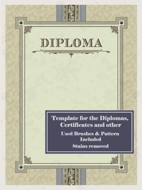set of diploma certificate frame design vector