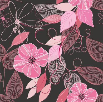 set of drawing seamless flower pattern vector