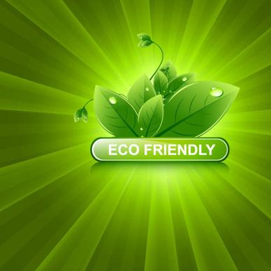 set of eco friendly with green leaves background vector