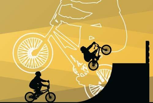 set of extreme bikers vector silhouettes