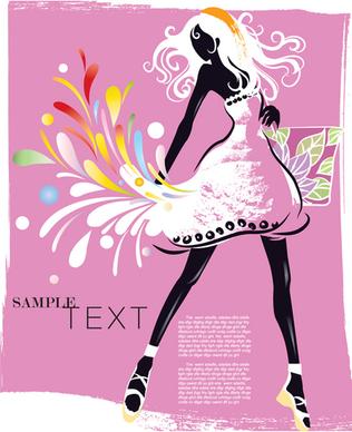 set of fashion girl vector graphic