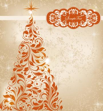 set of floral christmas card vector