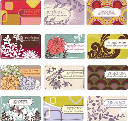 set of flowers and nature business card vector