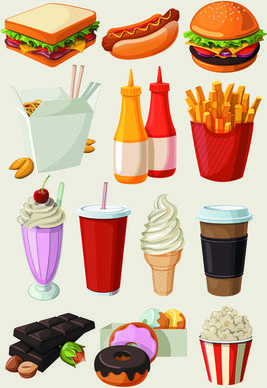 set of food icons vectors