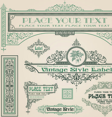 set of frame border ornament element in vintage style vector