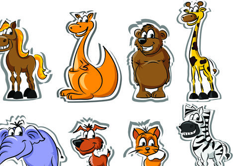 set of funny animals vector