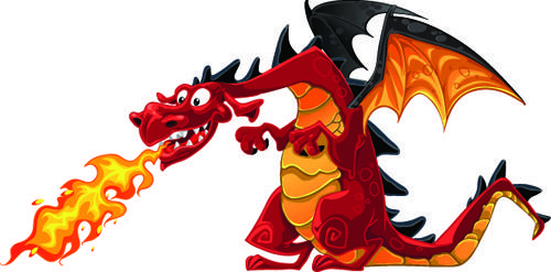 set of funny dragon design elements vector graphics