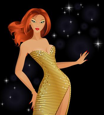 set of glamour woman vector