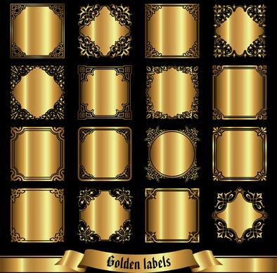 set of golden labels vector graphics
