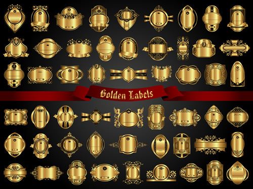 set of golden labels vector graphics