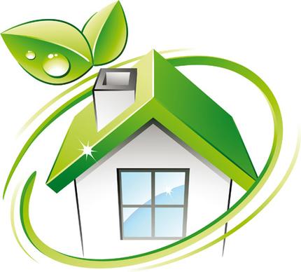 set of green eco house vector
